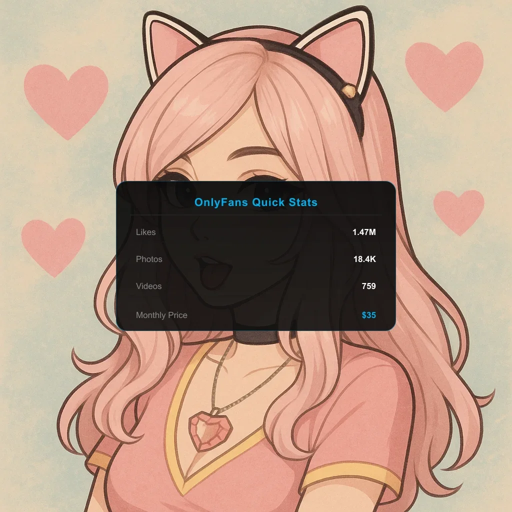 Belle Delphine Portrait illustration + OnlyFans Quick Stats overlay